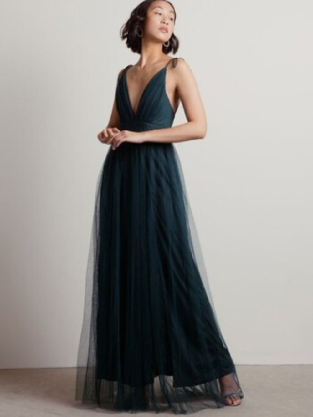 TOBI Slay The Night Deep V Double High Slit Maxi Dress